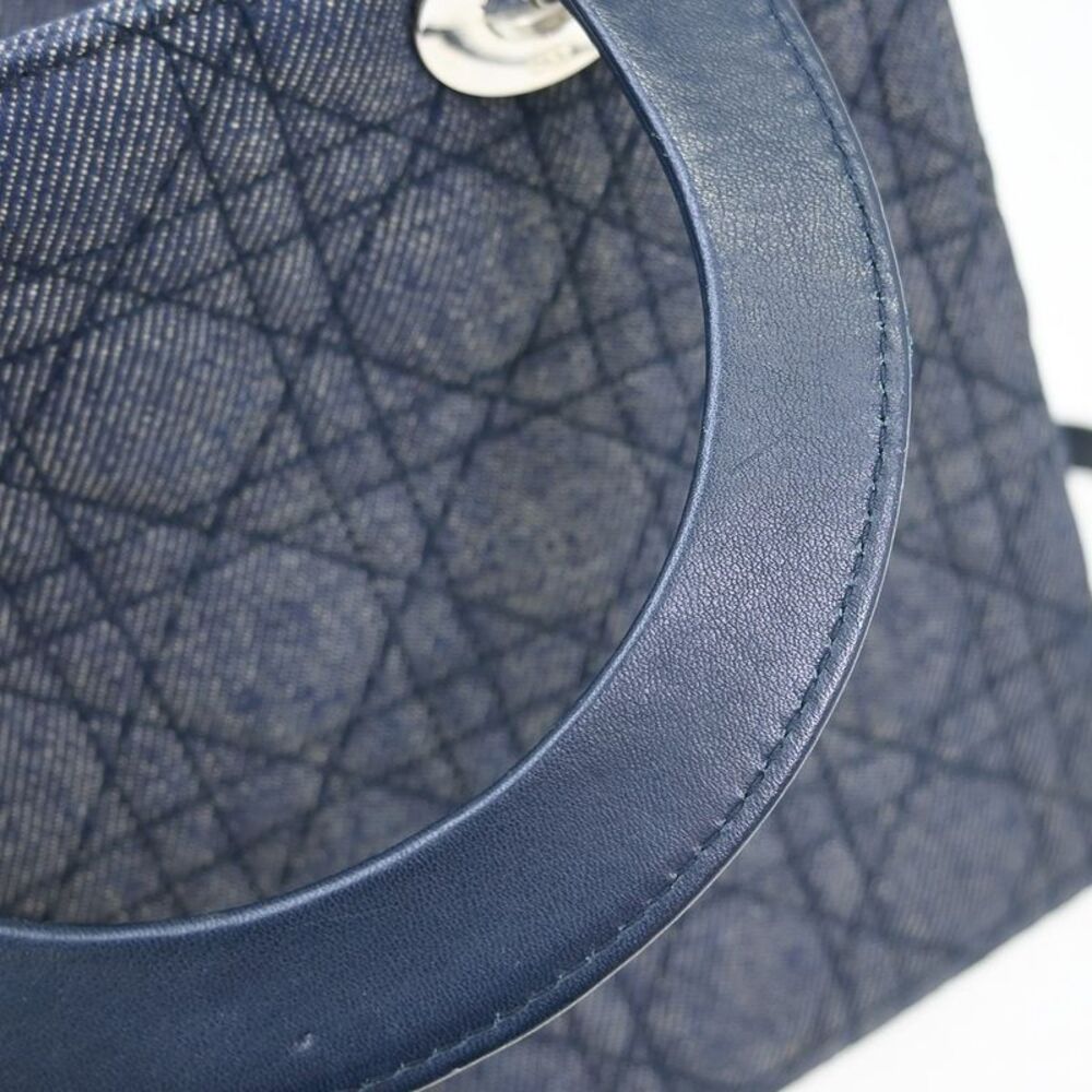 Christian Dior Lady Dior Bag Denim Blue Canvas Handbag - Picture 4 of 7